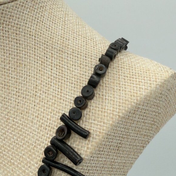 Vintage Natural Black Branch Coral Necklace Bib Statement Design 24 inches - Picture 5 of 16
